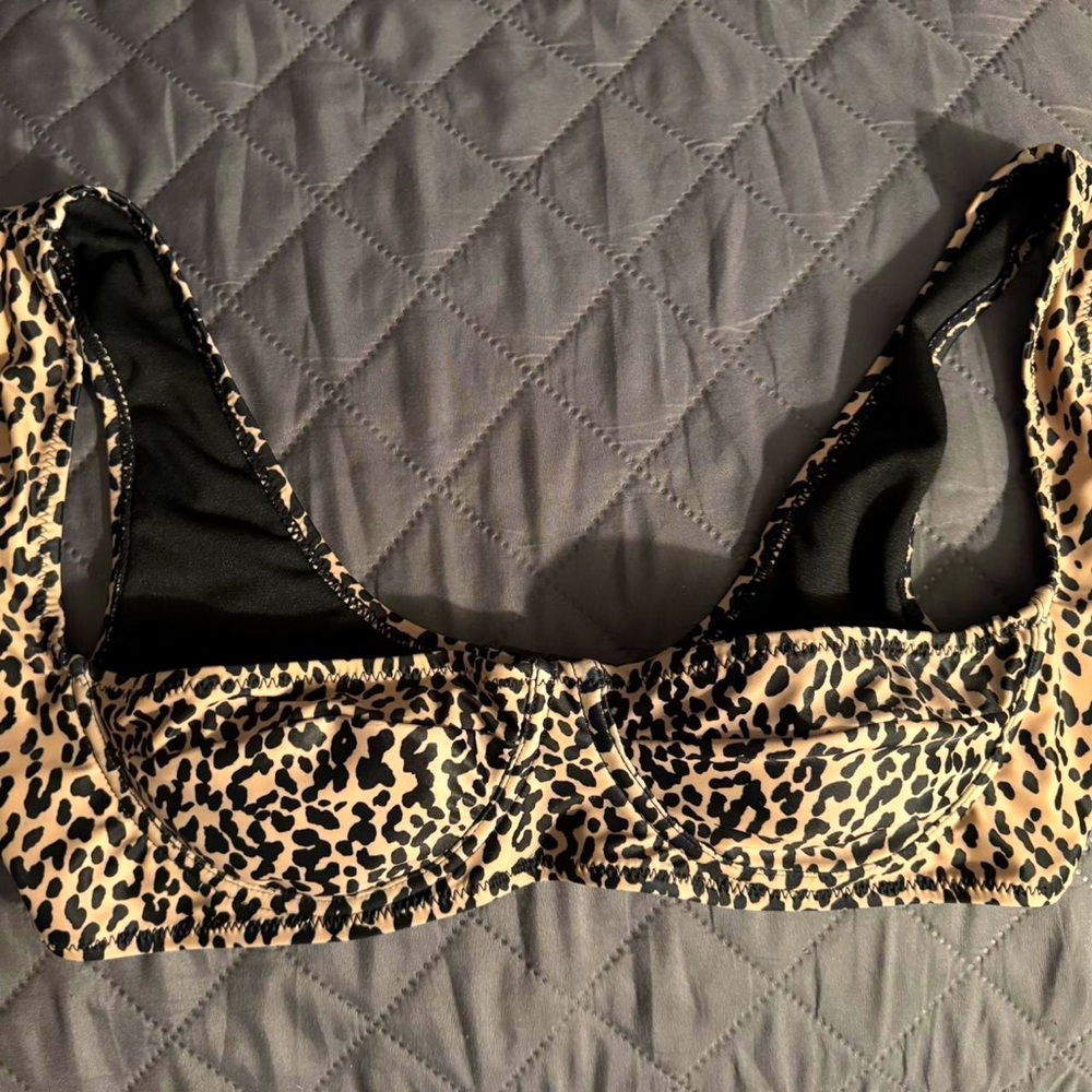 Brand New Adika Black and Cream Leopard Print Bikini Top
